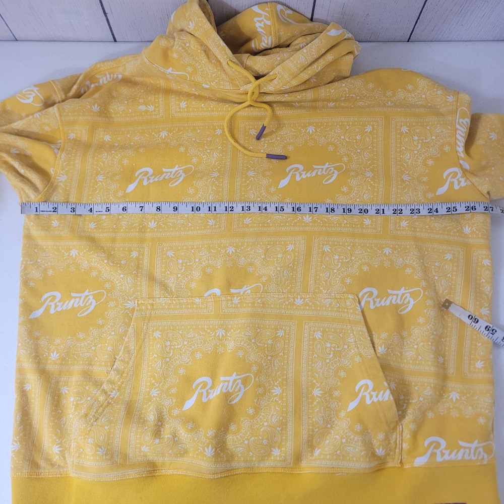 Runtz XXL Bandana Paisley Hoodie Mens Yellow All Over Print Streetwear Pullover